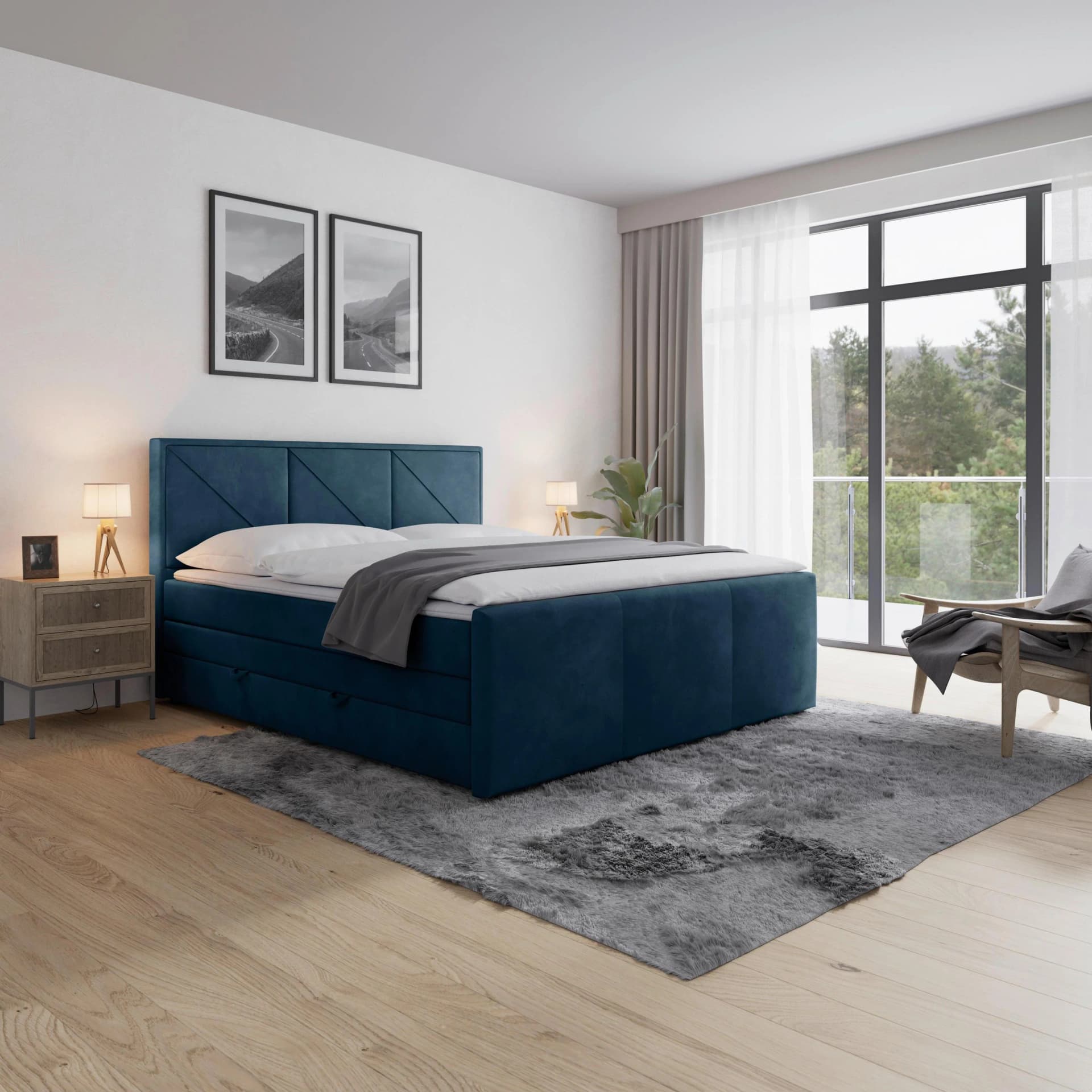 Boxspringbett Bologna Blau