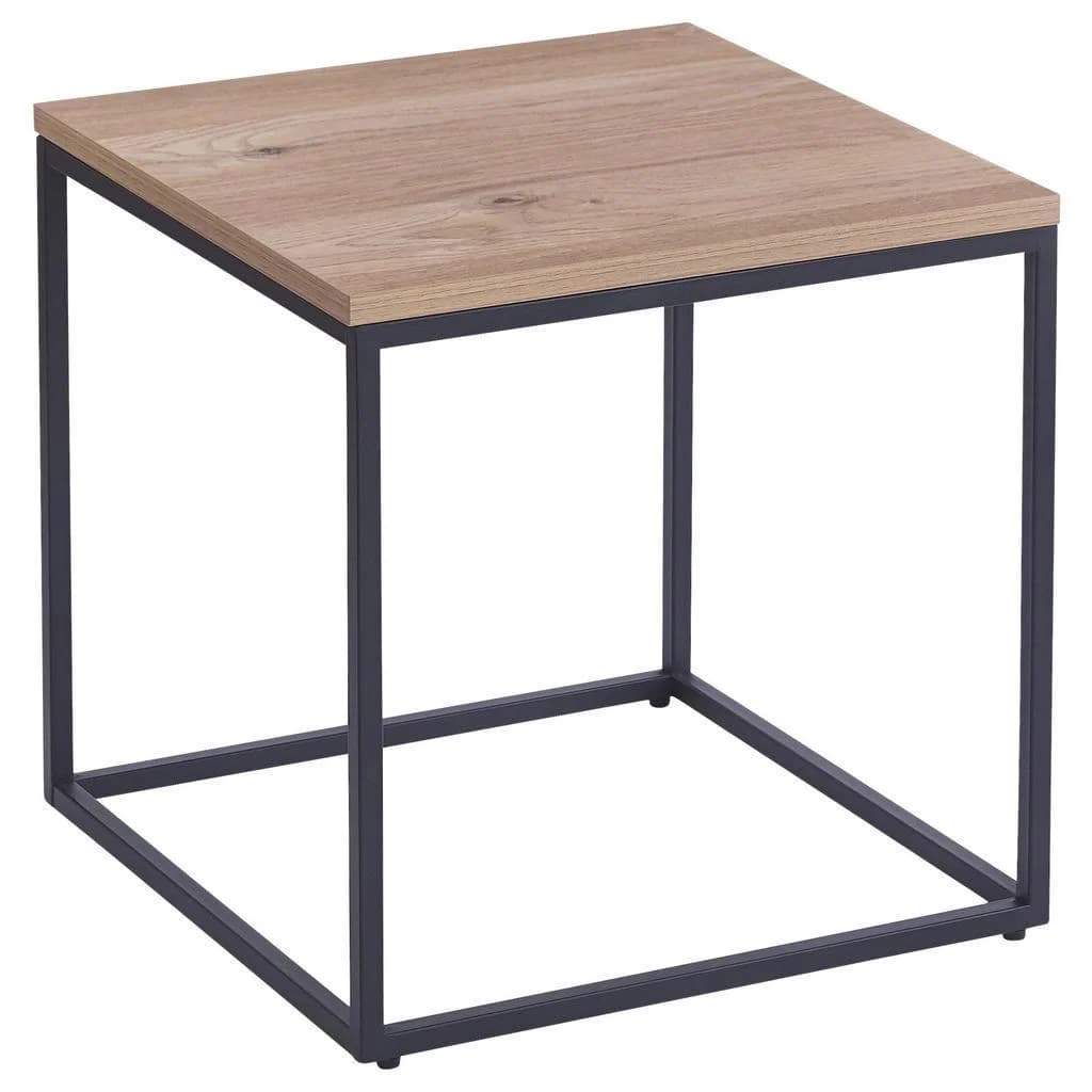 Ti'me Couchtisch Natur Schwarz Metall Holzwerkstoff Quadratisch