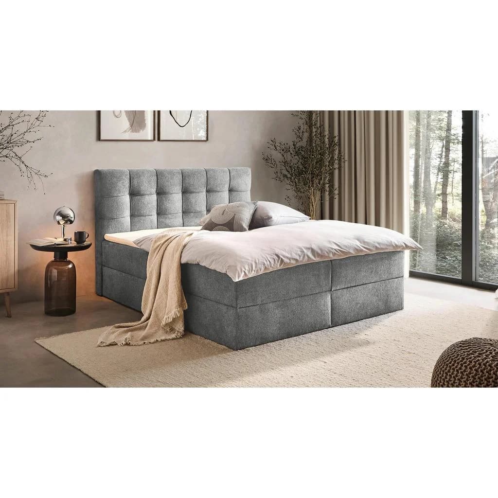 Boxxx Boxbett Grau Bettkasten Kopfteil