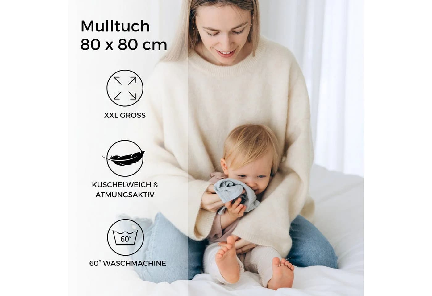 furora BABY Spucktuch Bio-Musselin 80x80 cm oder 25x25 cm