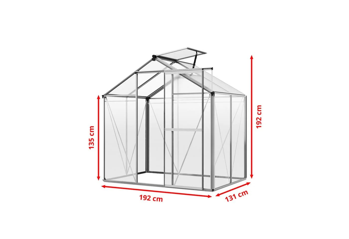 GFP Gewächshaus Jasmin 2 Aluminium mit Polycarbonat & Fensteröffner
