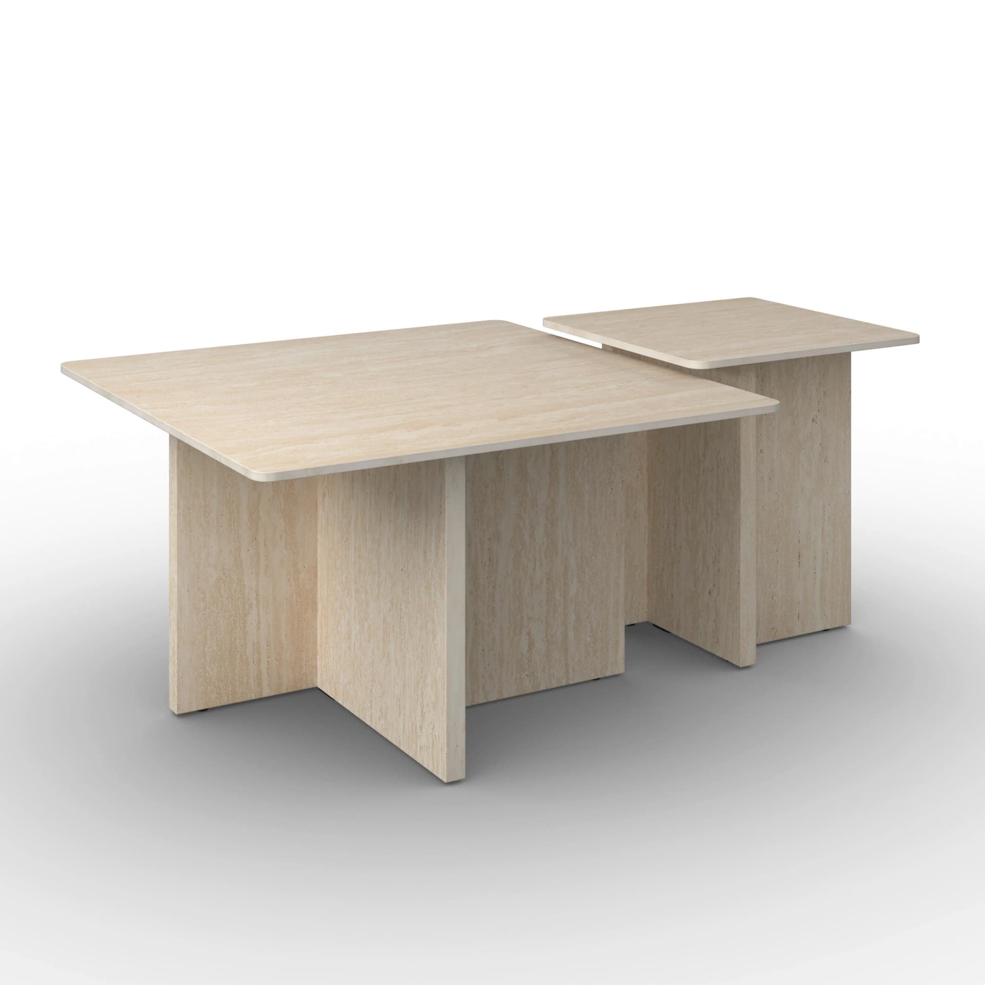 Couchtisch Lucca 2er Set Creme Kunststein/MDF