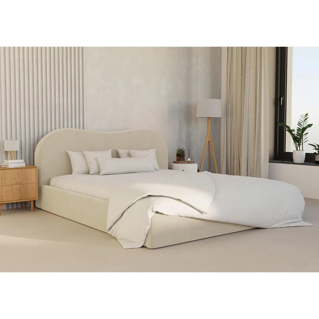 Boxxx Polsterbett Beige mit Bettkasten