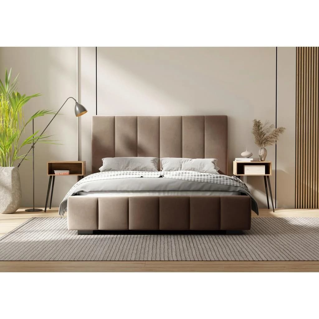 Boxxx Polsterbett Cappuccino 140x200 cm mit Lattenrost und Bettkasten
