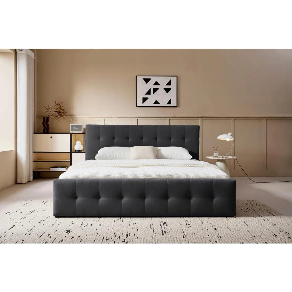 Boxxx Polsterbett Dunkelgrau 180x200 cm mit Bettkasten