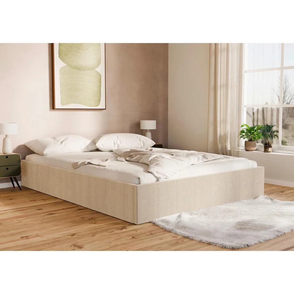 Boxxx Polsterbett Creme Bettkasten 120x200 cm