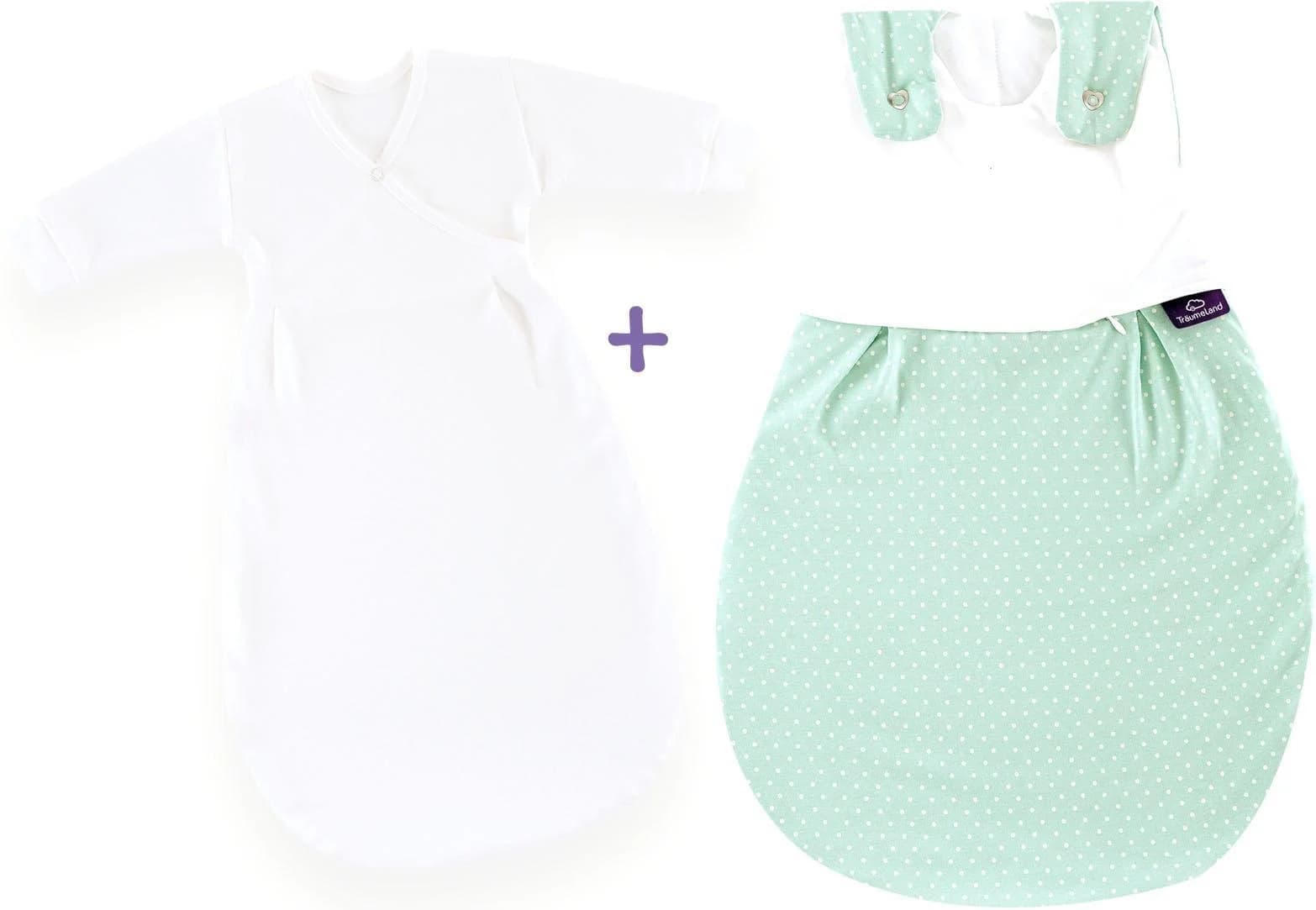 TRÄUMELAND Babyschlafsack Set Pünktchen mint Gr. 80/86