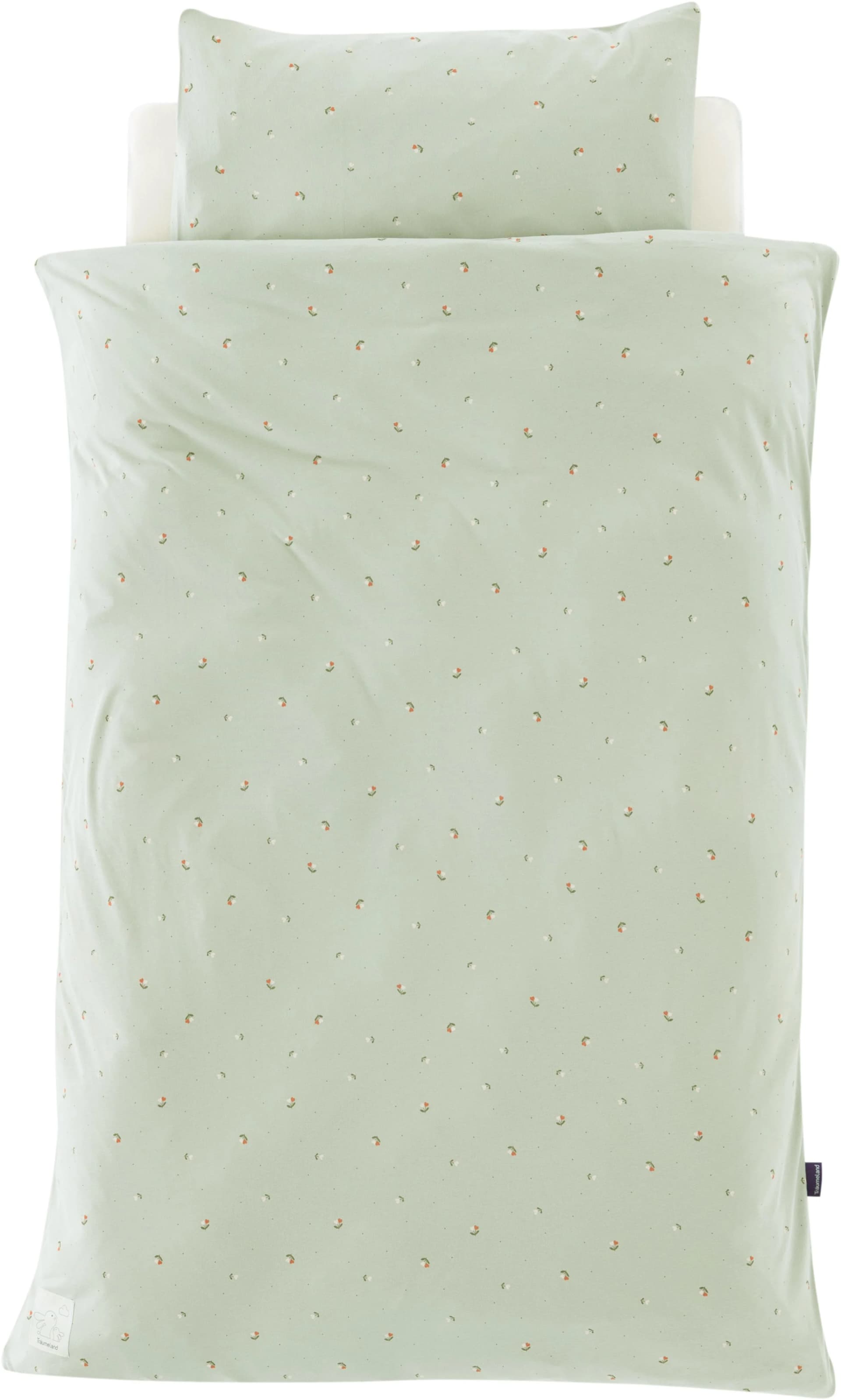 TRÄUMELAND Babybettwäsche Jersey Fiore Grün Blumenmuster