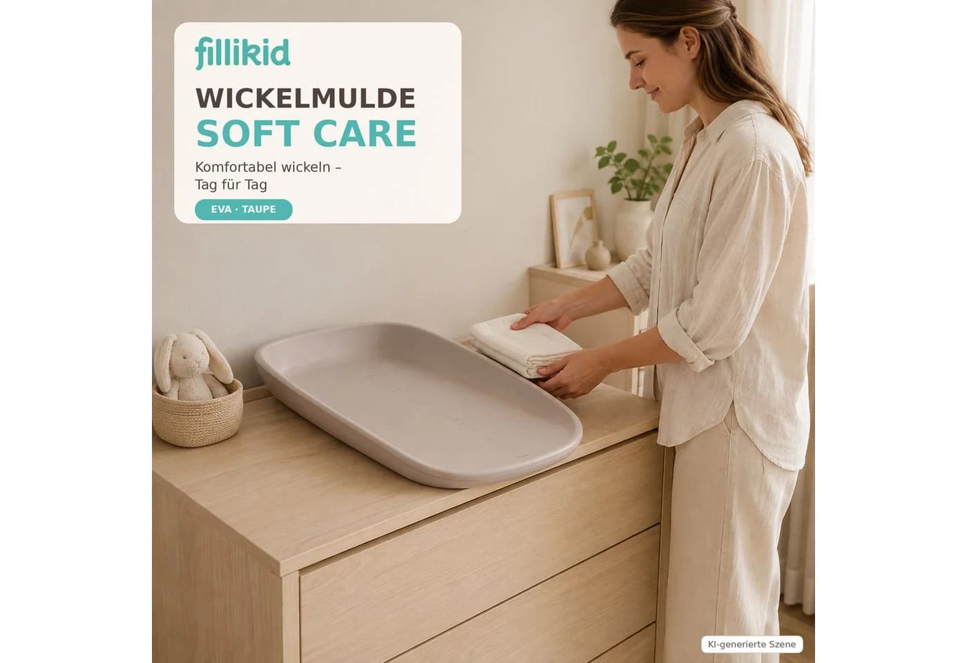 Fillikid Wickelauflage Wickelmulde Soft Care Exklusiv Beige
