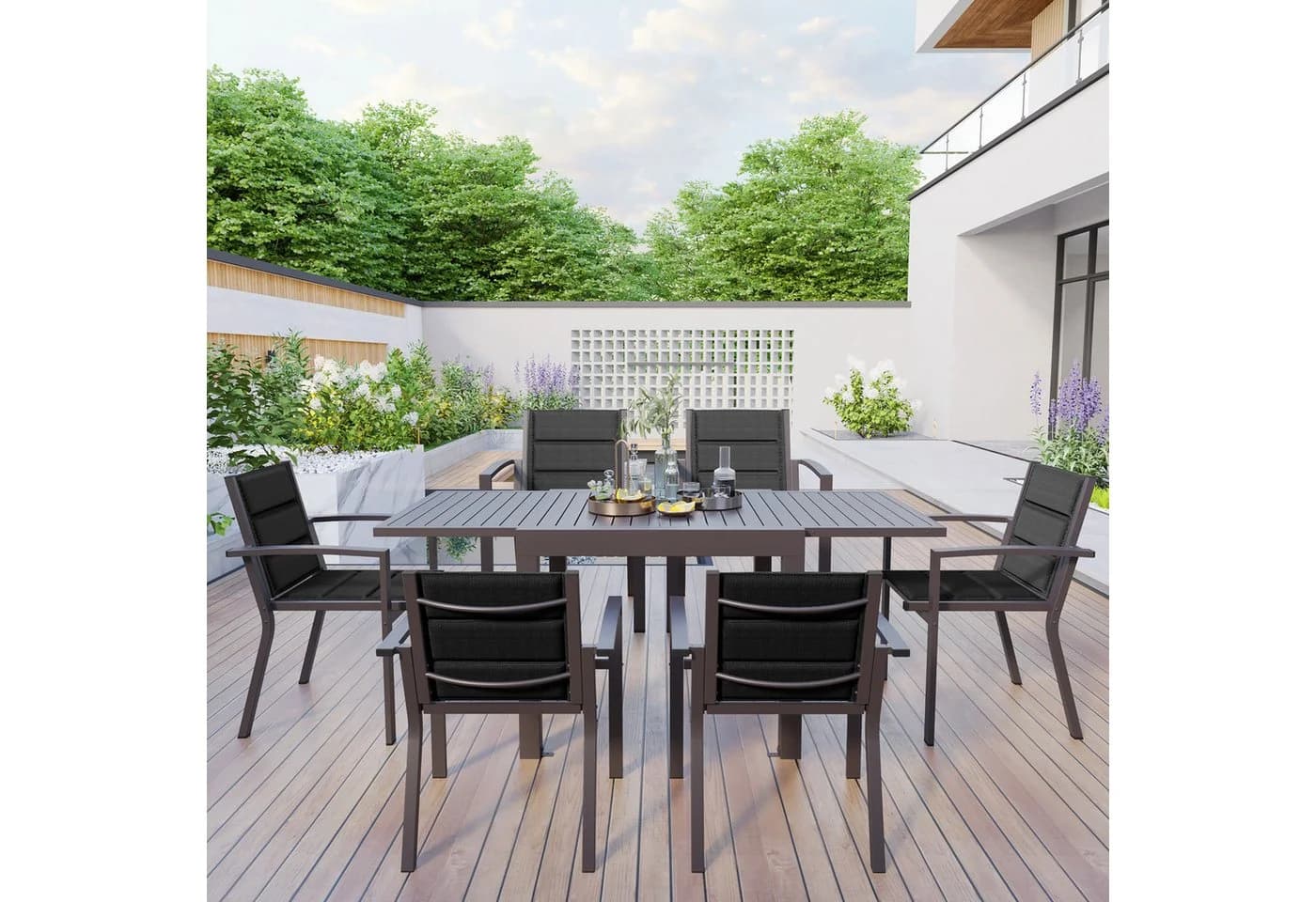 HOMALL Aluminium Garten-Essgruppe Ausziehtisch 160/260cm