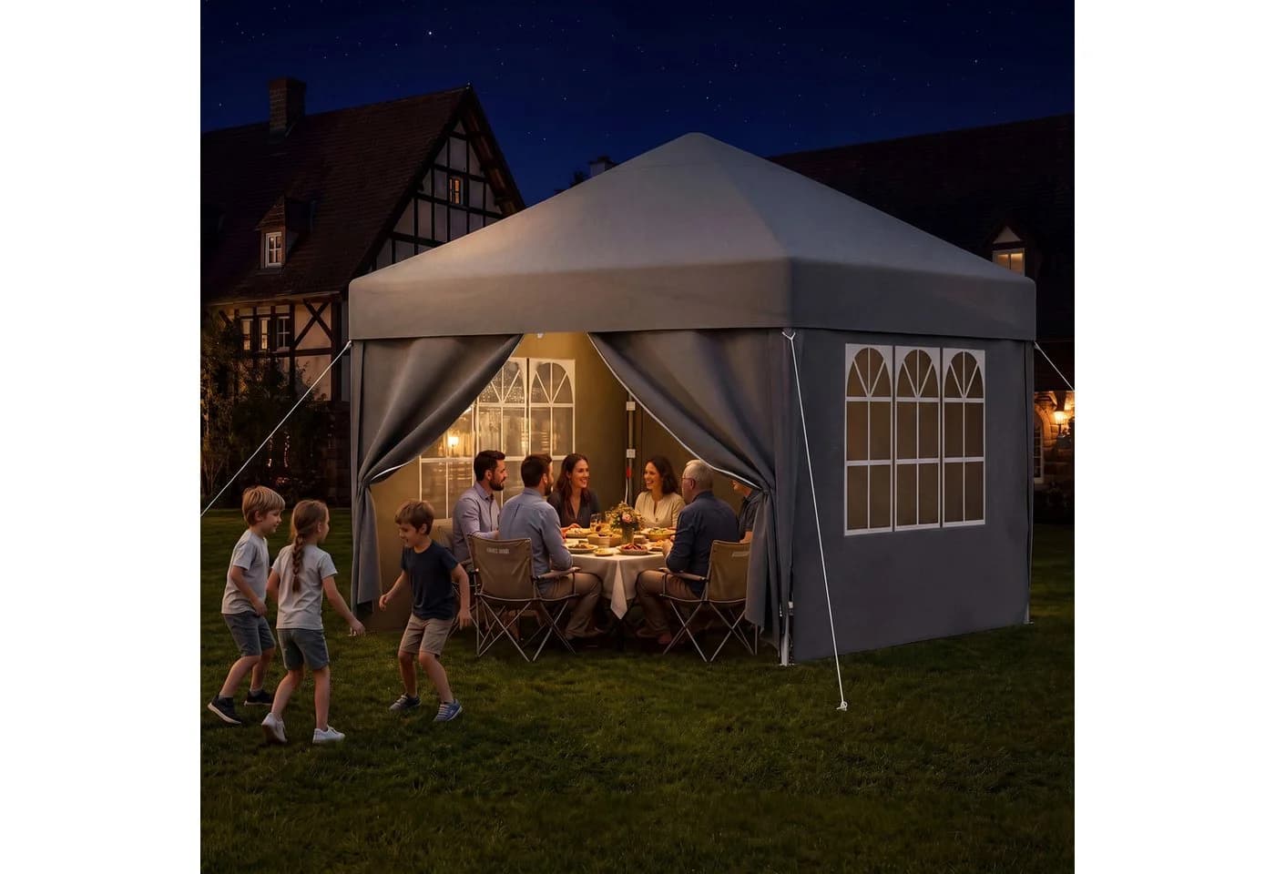 HOMALL Höhenverstellbarer Faltpavillon Grau mit UV-Schutz 50+