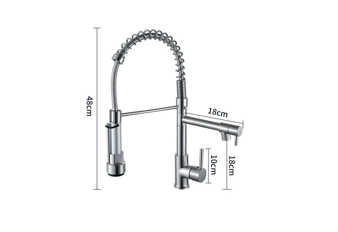 SEHAUSEU Küchenarmatur Schwarz/Silber Abnehmbar