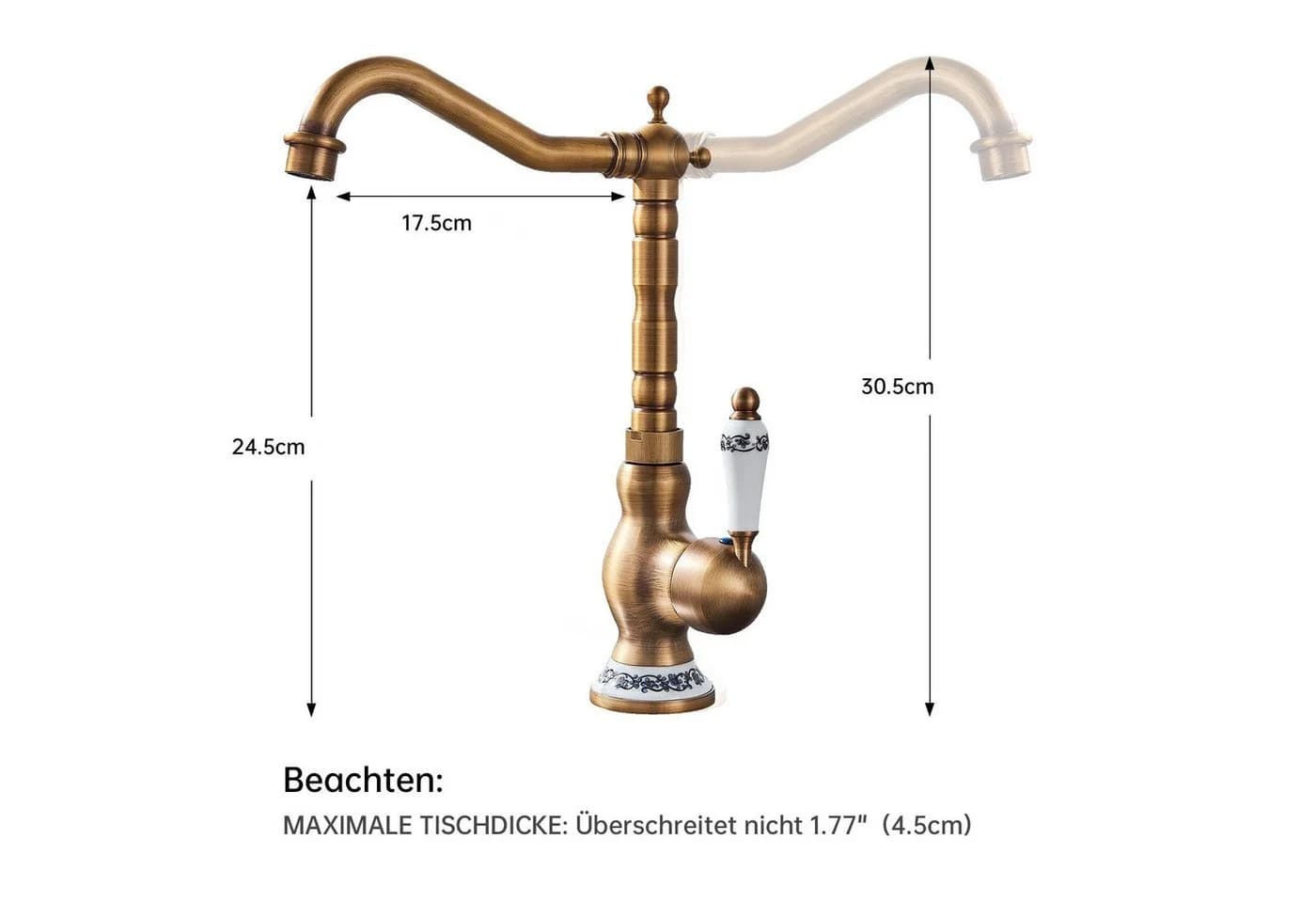 SEHAUSEU Waschtischarmatur Wasserhahn Bad Küche Gold/Schwarz Kupfer