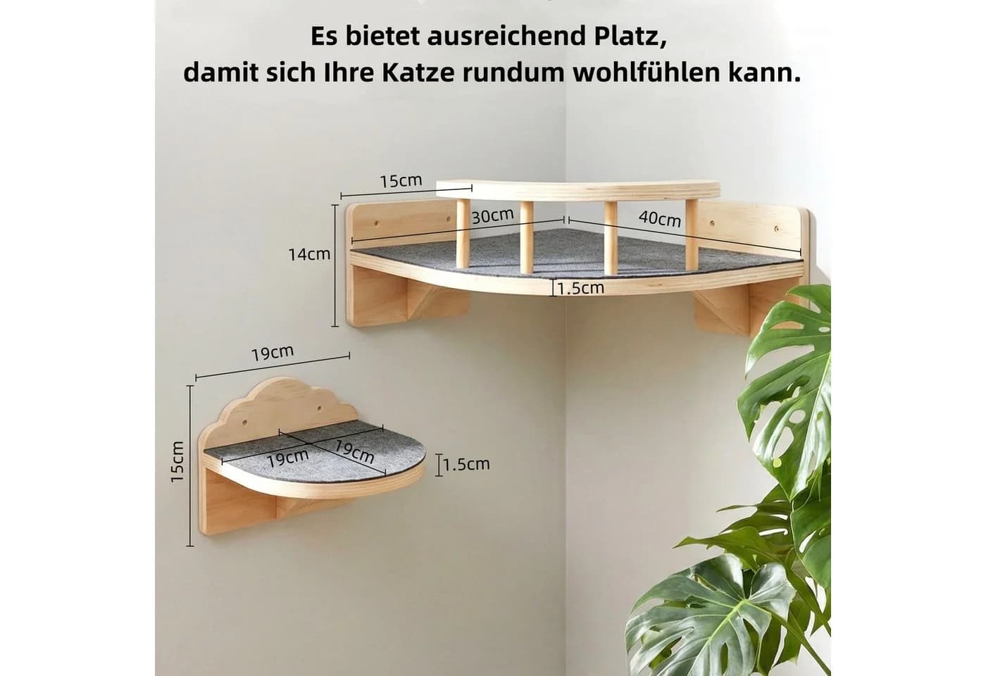 SEHAUSEU Katzen-Kletterwand 4-tlg. Beige mit Liegeschale