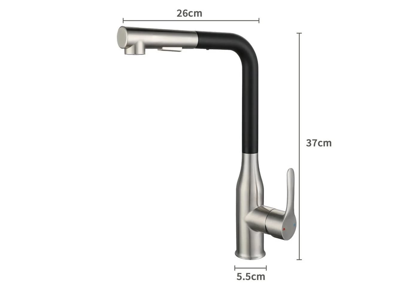 SEHAUSEU Küchenarmatur Ausziehbar Schwarz/Weiß Edelstahl