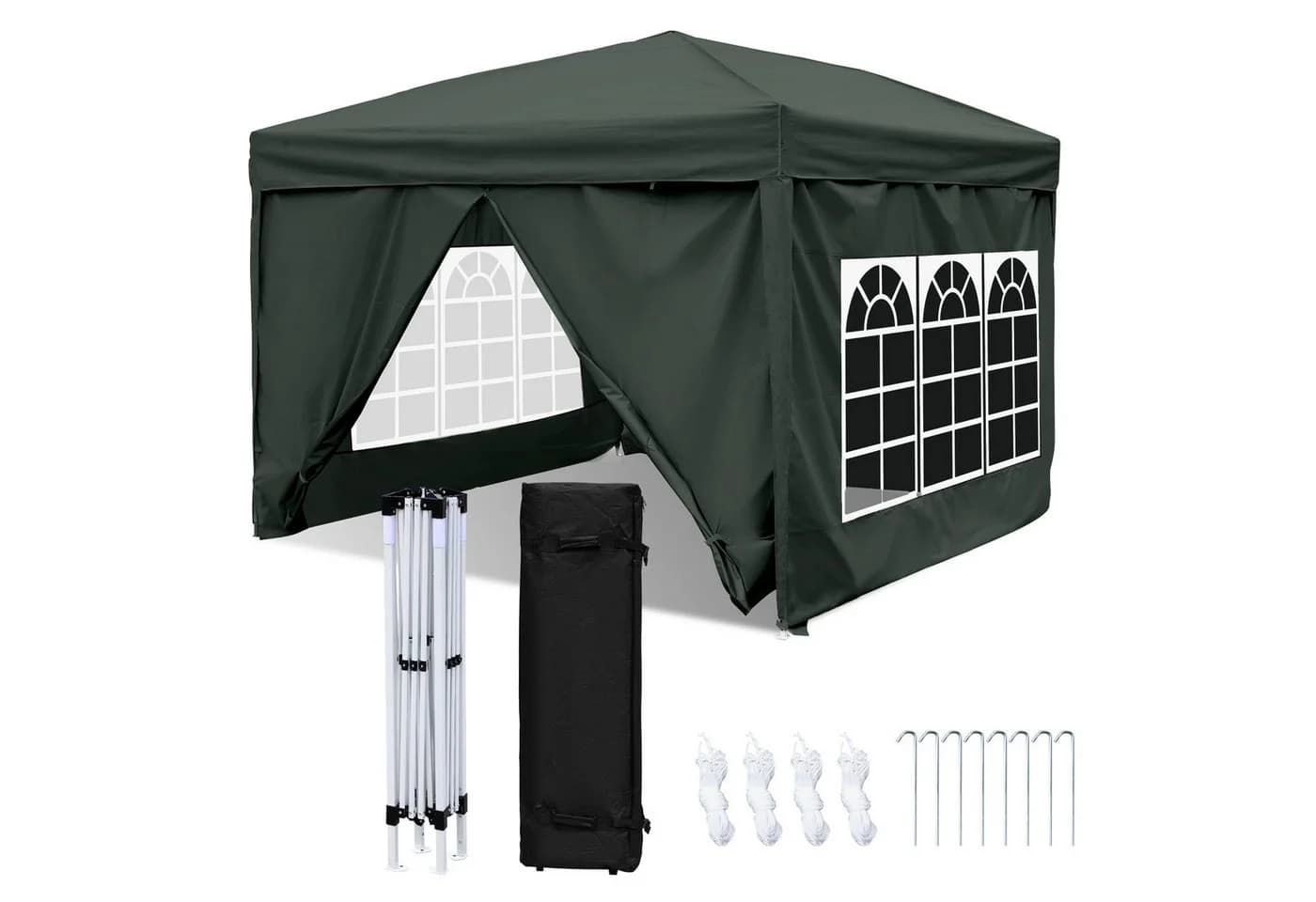 Clanmacy Faltpavillon Grau 3x3m mit UV-Schutz & Wasserdicht