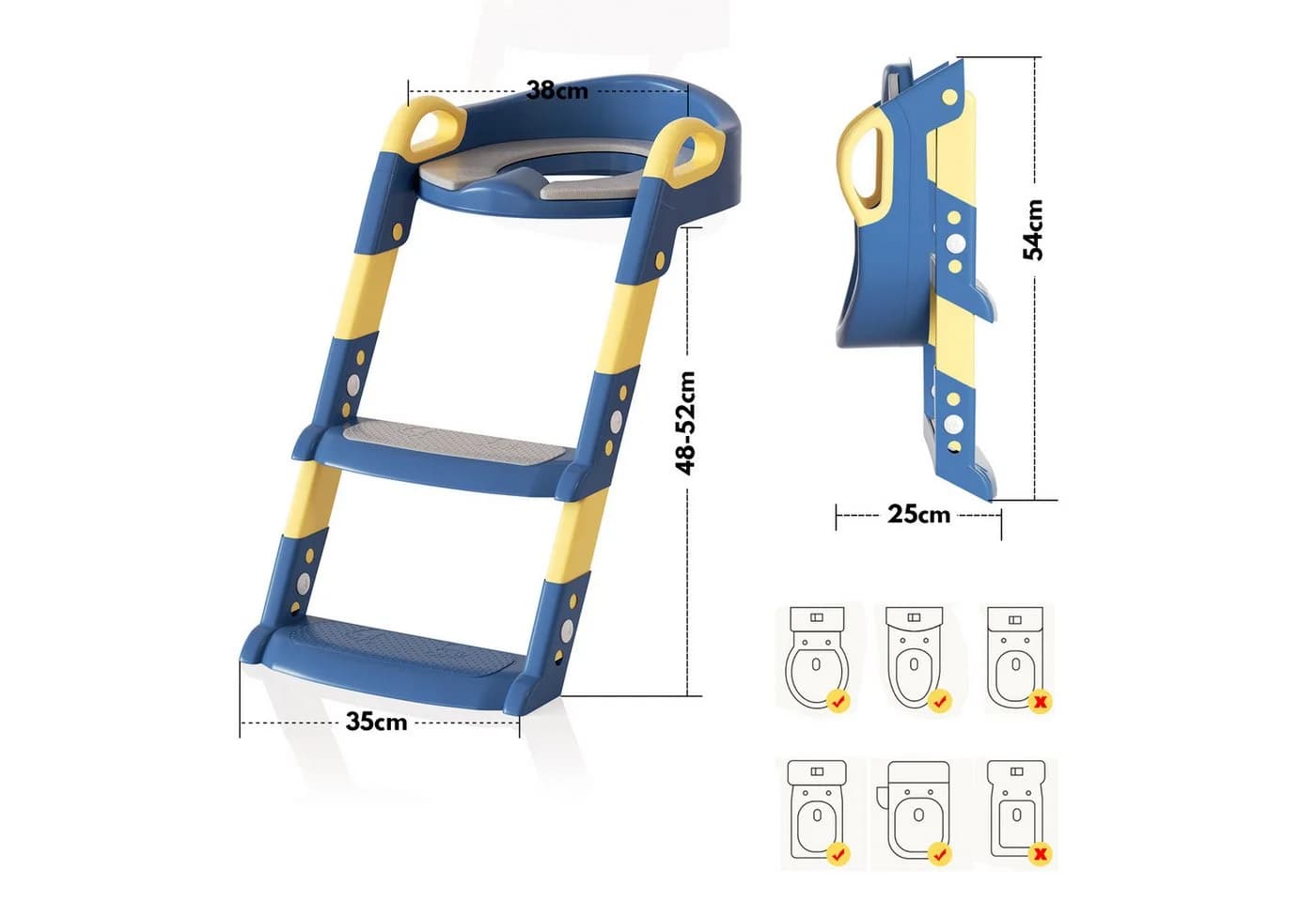 Clanmacy Toilettentrainer mit Treppe Blau