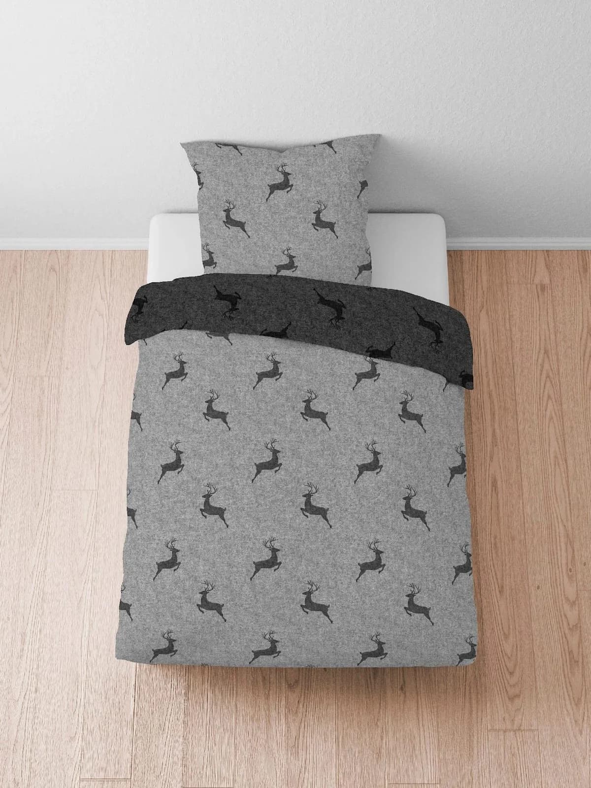 Biberna Wendebettwäsche Grau 155x220 cm Mako-Satin
