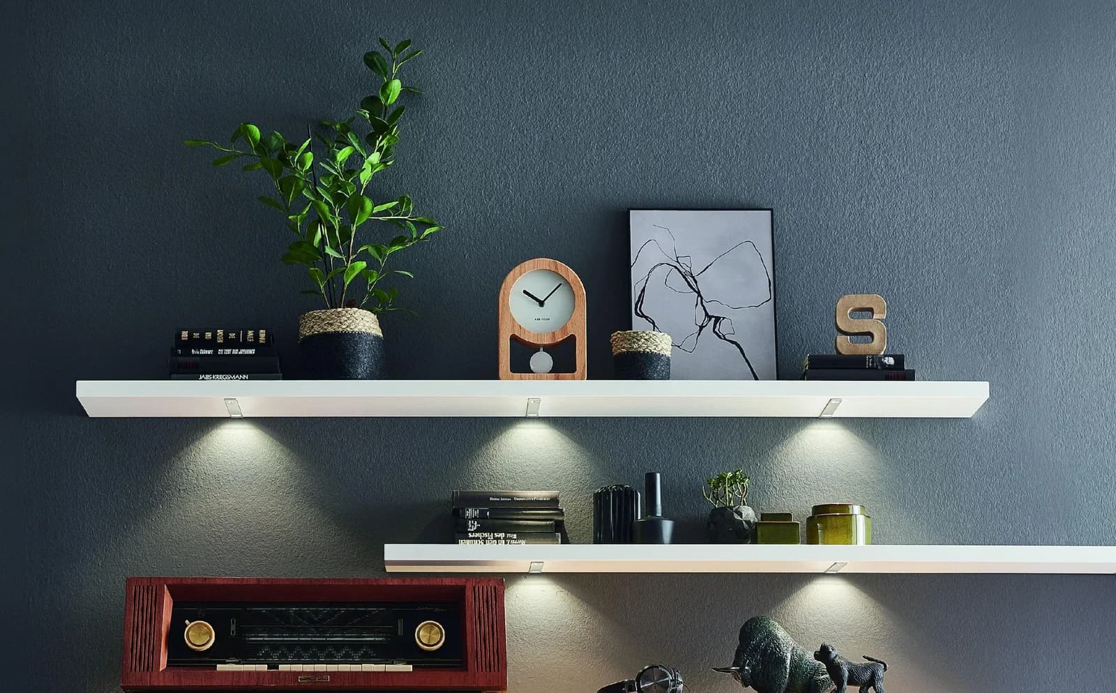 Sideboard VENJAKOB PLAN X2 Grau Glas Holz Modern