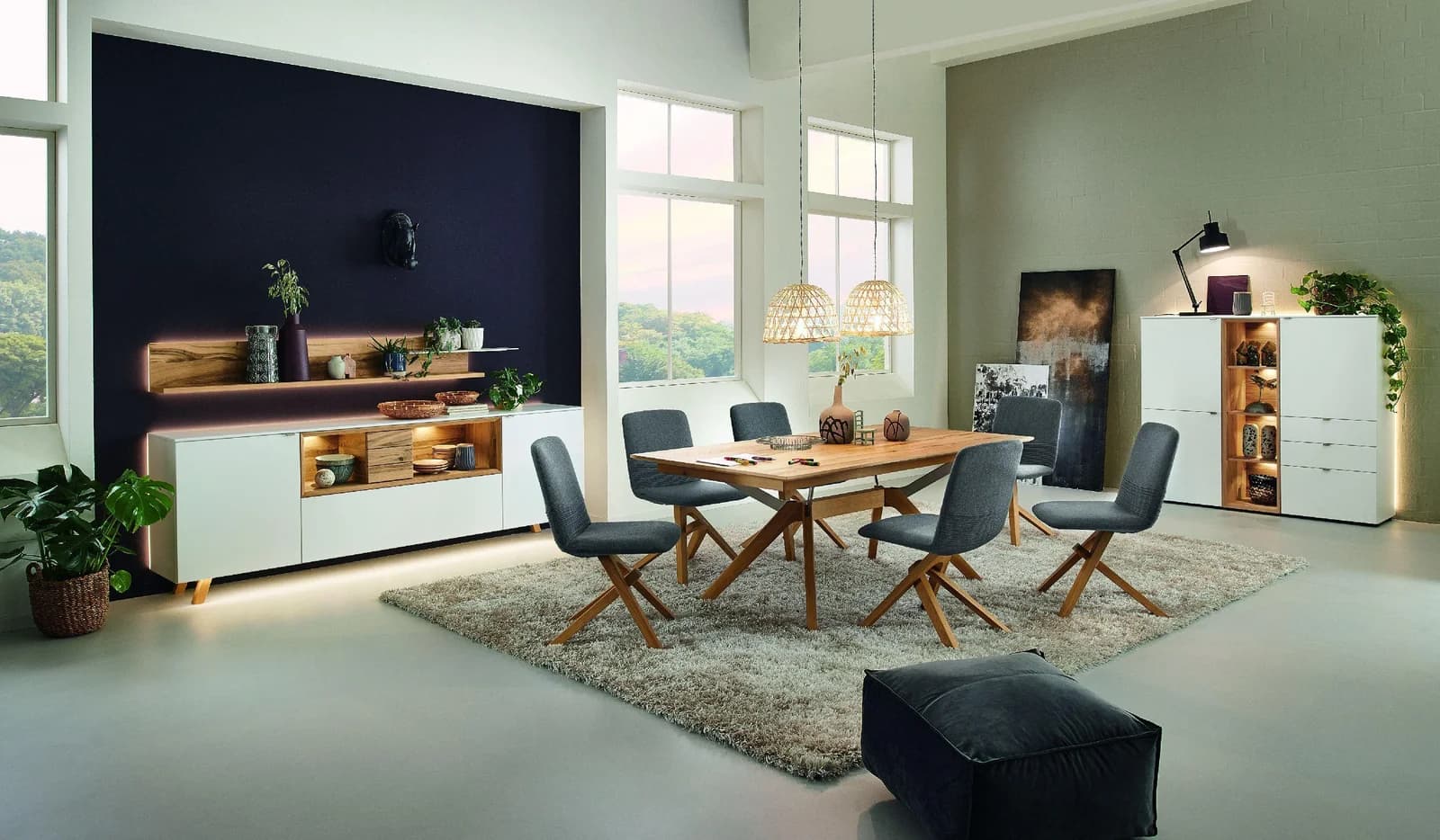 Venjakob Highboard ANDIAMO HOME Weiß mit Eiche furniert