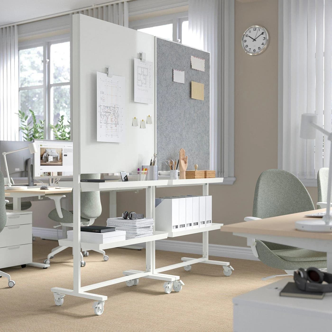 IKEA MITTZON Gestell mit Rollen, Notiztafel & Ablage Weiß