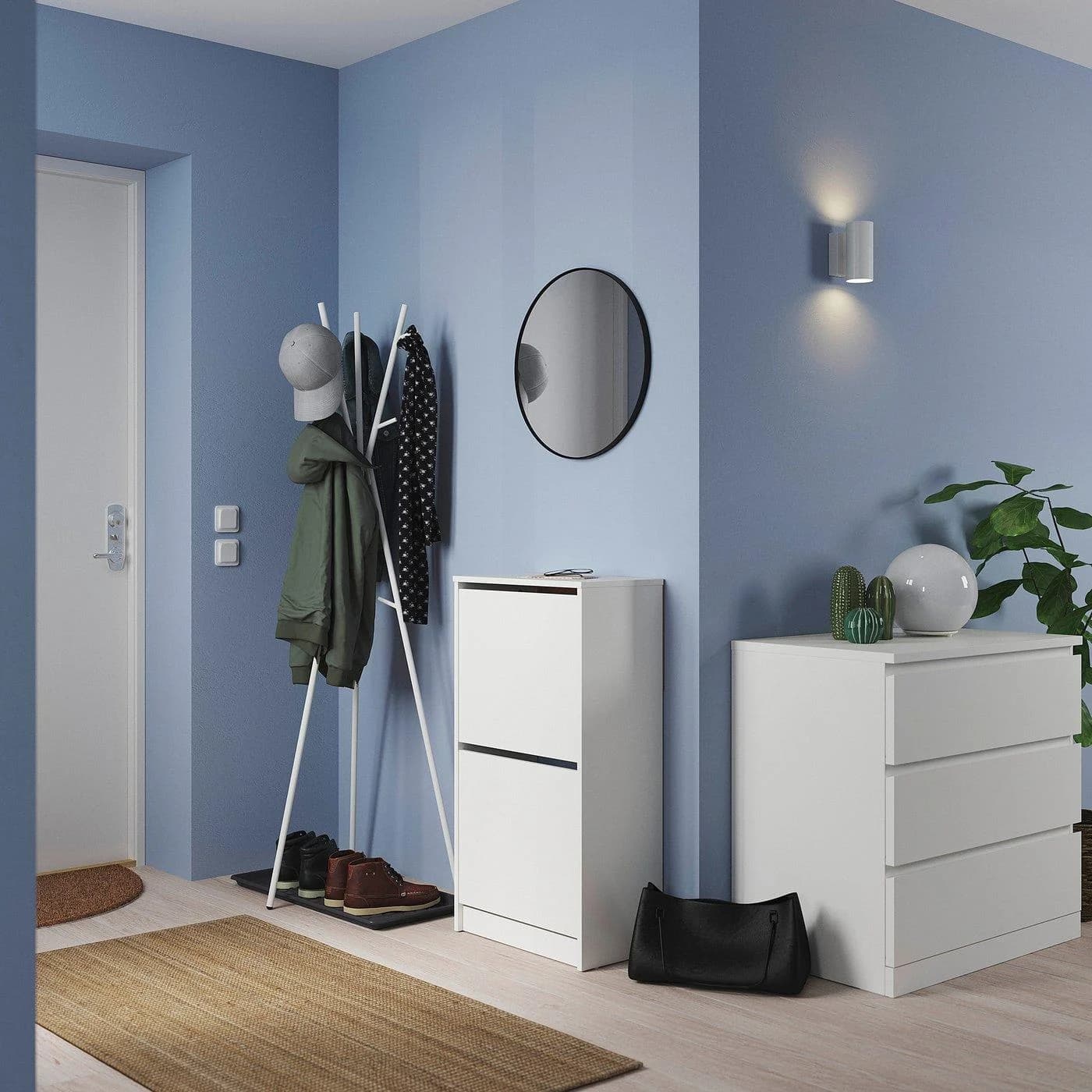 IKEA BISSA / EKRAR Flur-Set 4-tlg. Weiß/Grau