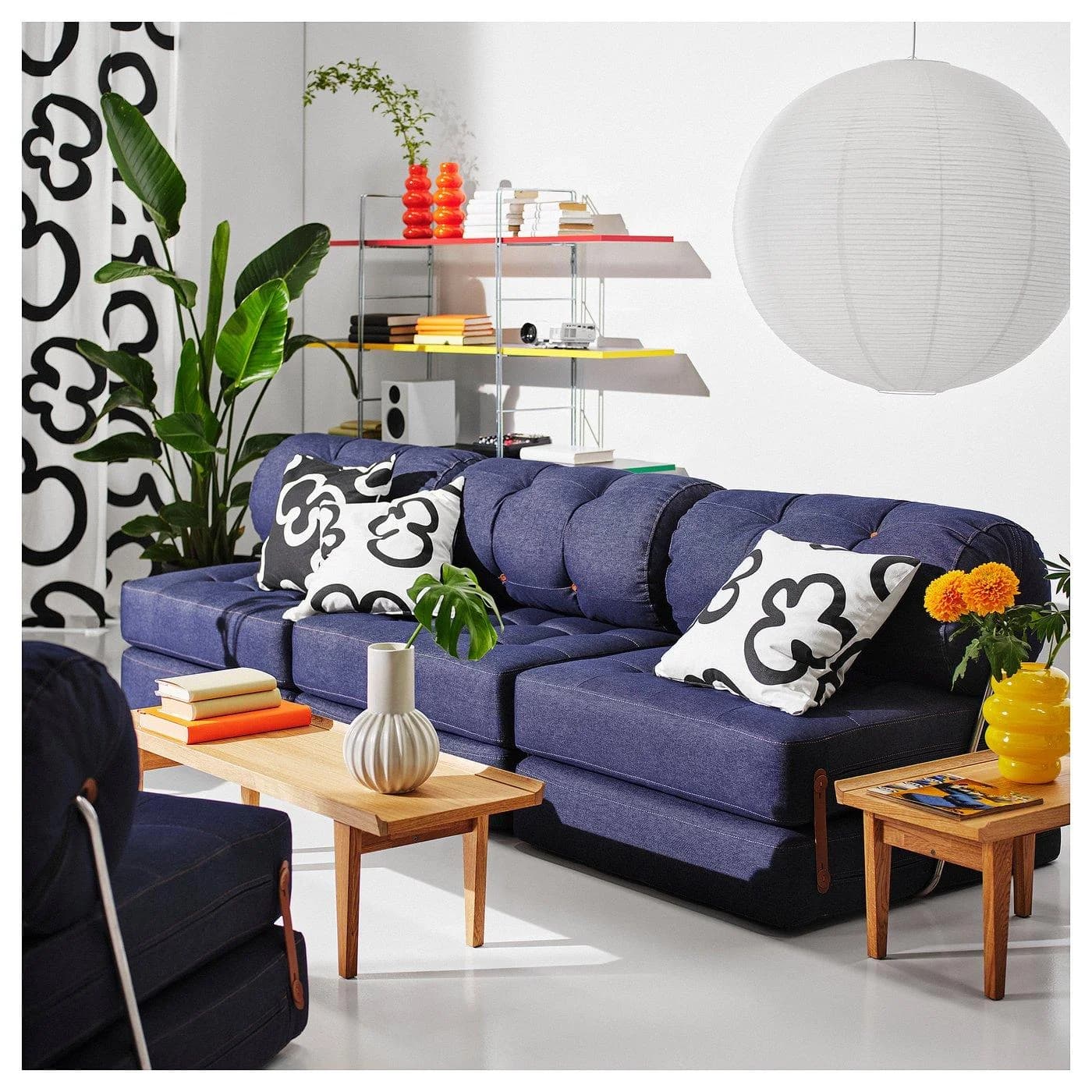 IKEA VÅRKUMLA Bettsessel Blau Denimbezug