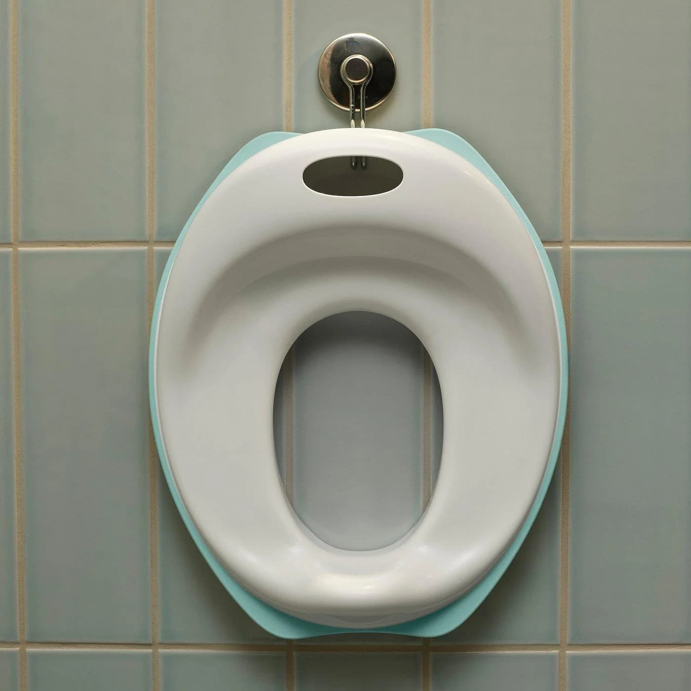 IKEA TOSSIG Toilettensitz Blau/Türkis/Weiß