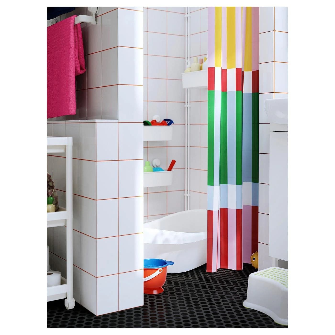 IKEA BANJANTRÄD Duschvorhang Bunt Blockmuster