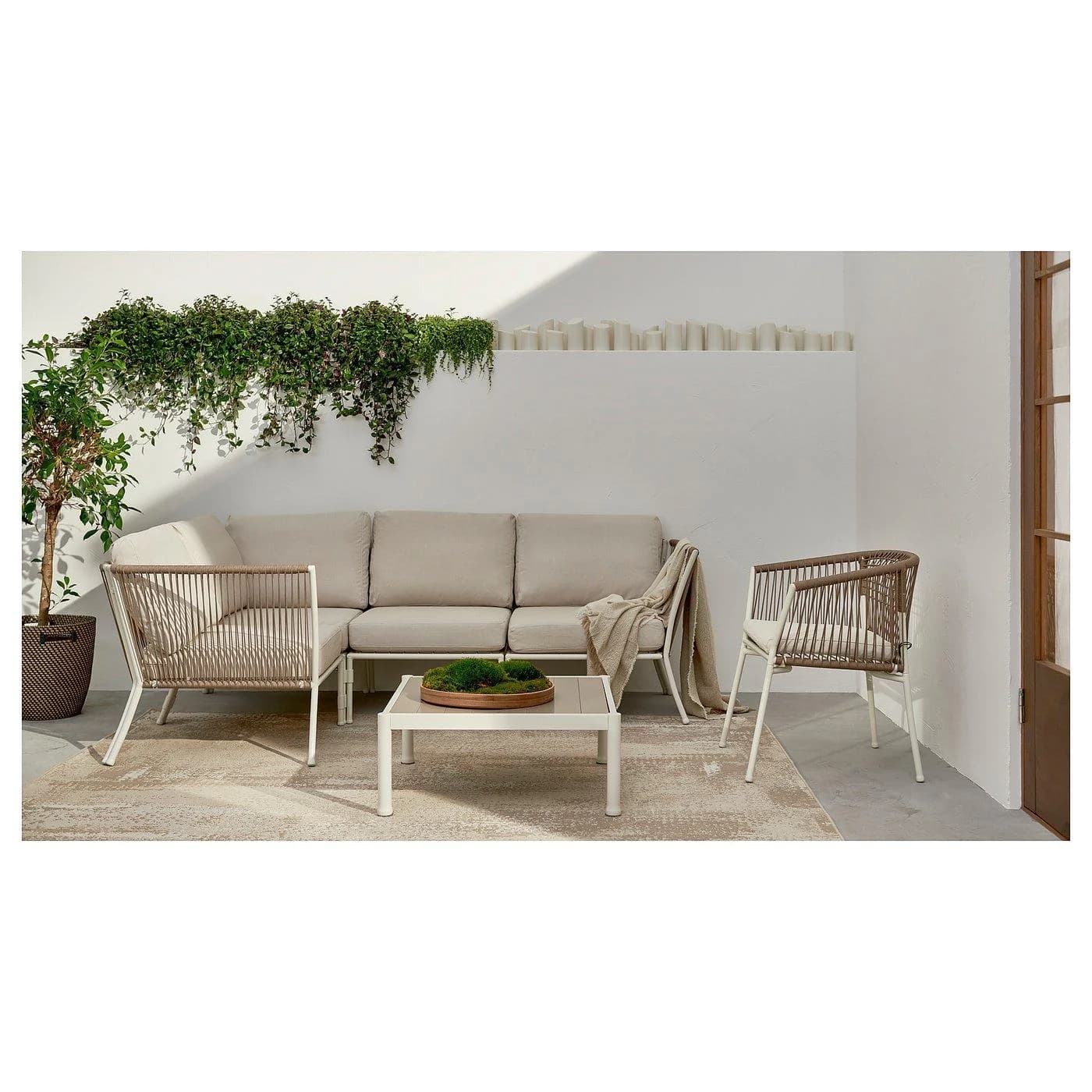 IKEA SEGERÖN Ecksofa 3-sitzig Beige/Weiß für draußen