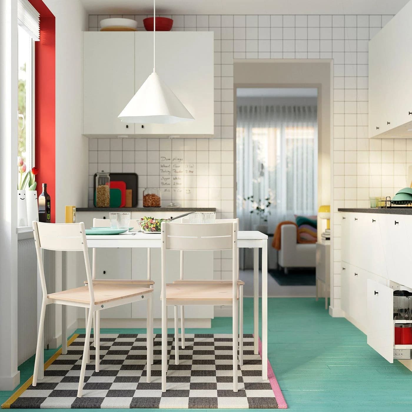IKEA BUSLÄTT Stuhl Weiß Holz-Metall Design