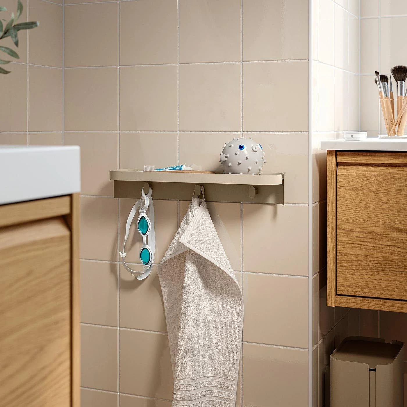IKEA FLORSJÖN Wandregal mit 3 Haken Beige