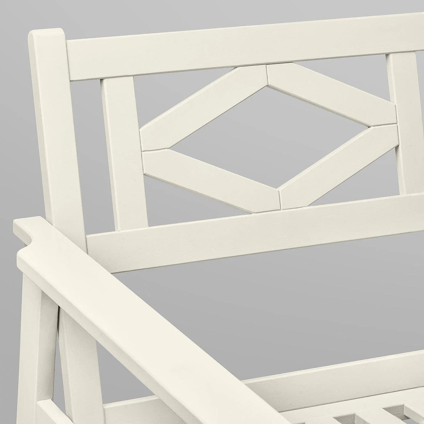 IKEA BONDHOLMEN Sessel Außen Beige/Weiß Akazienholz