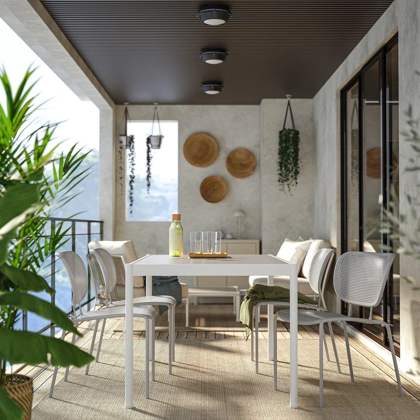 IKEA SEGERÖN / DUVSKÄR Tisch und 4 Stühle Beige/Weiß/Grau