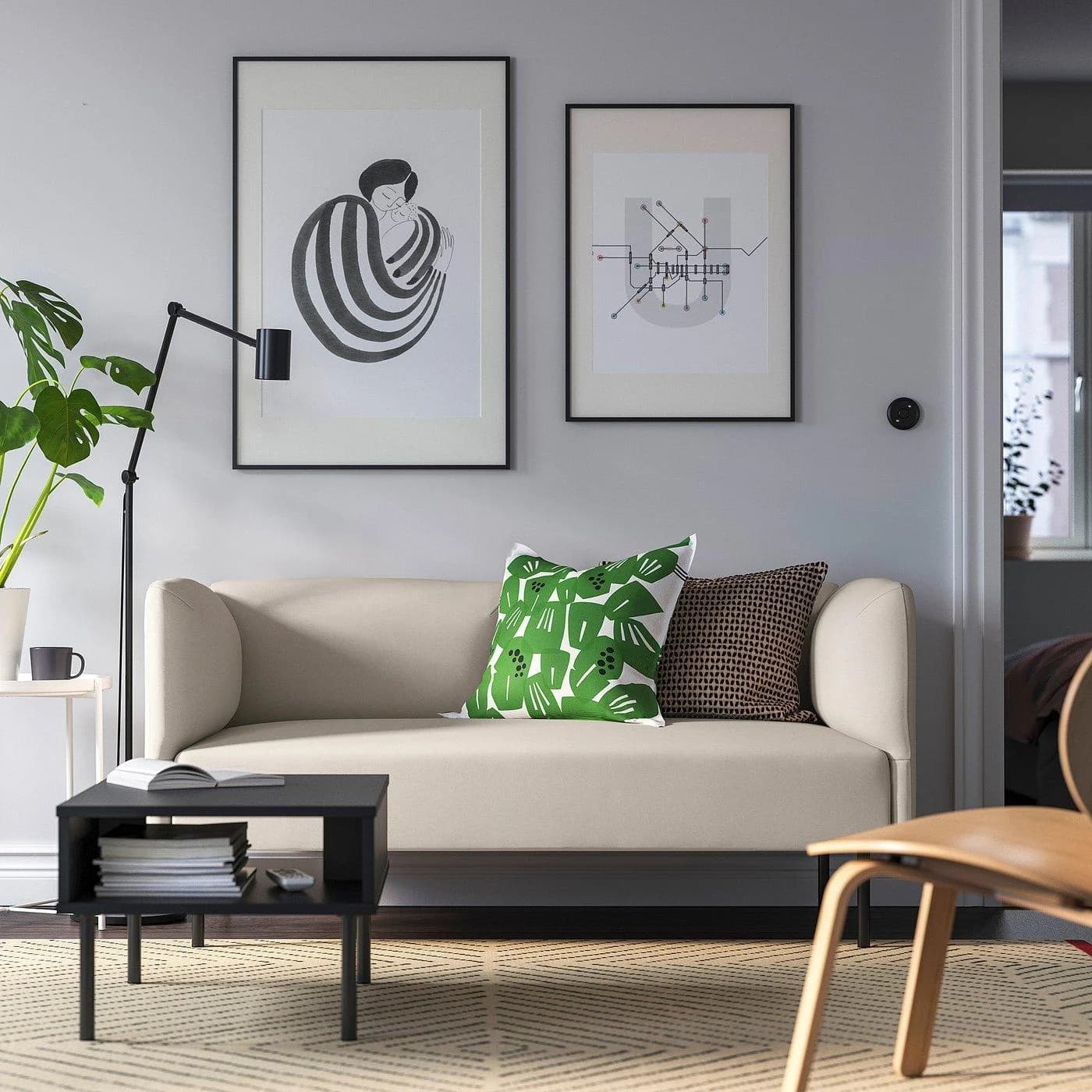 IKEA LILLEHEM 2er-Sitzelement Beige Grau Metall