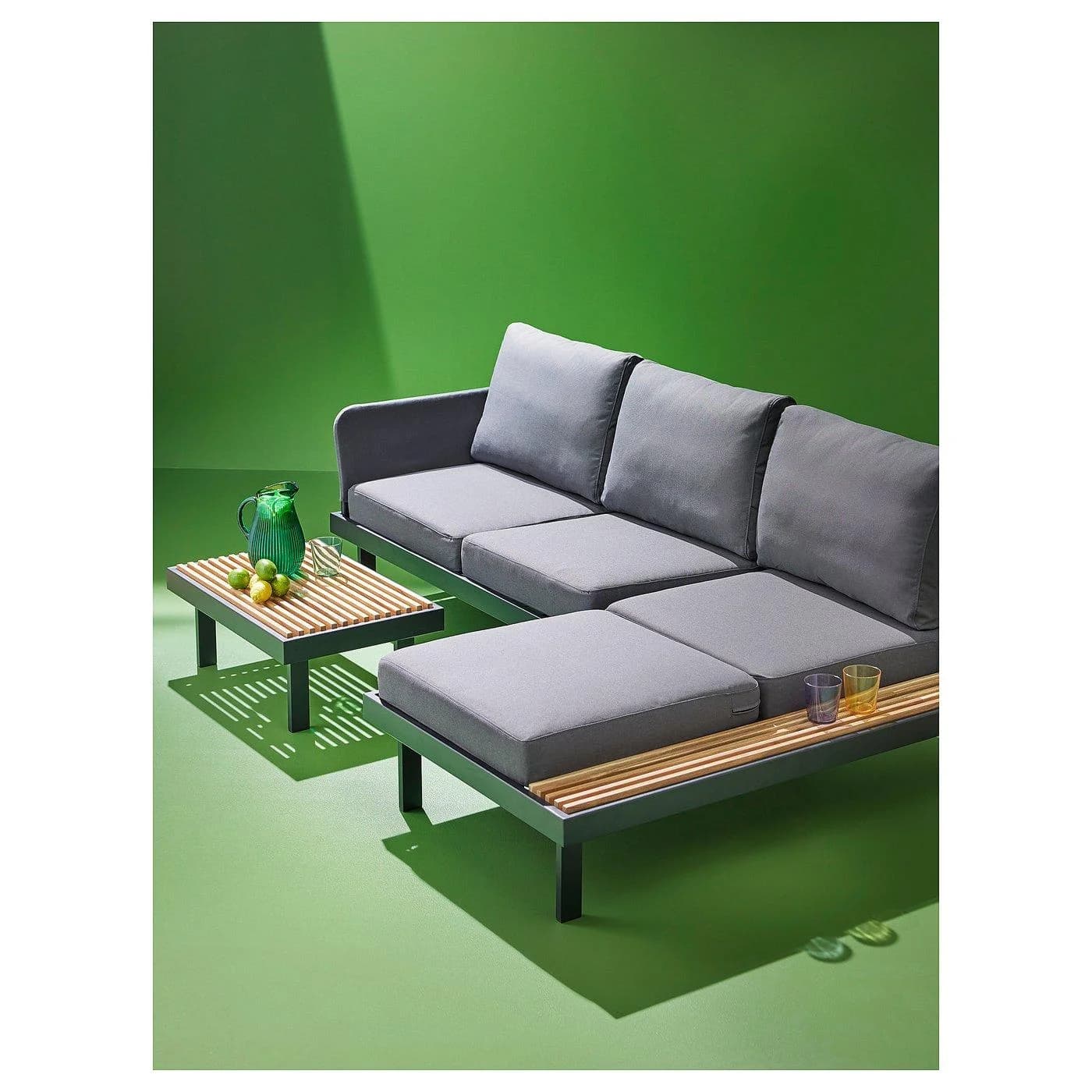 IKEA REVSKÄR 3er-Sitzgruppe Anthrazit mit Récamiere