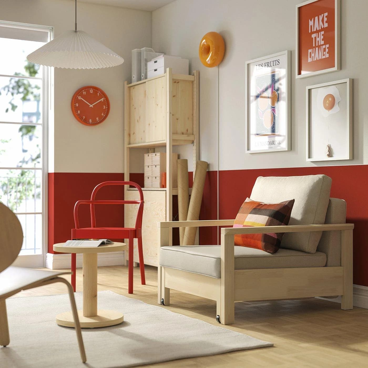 IKEA TORNSBORG Bettsessel Beige Kiefernholz mit Schlaffunktion