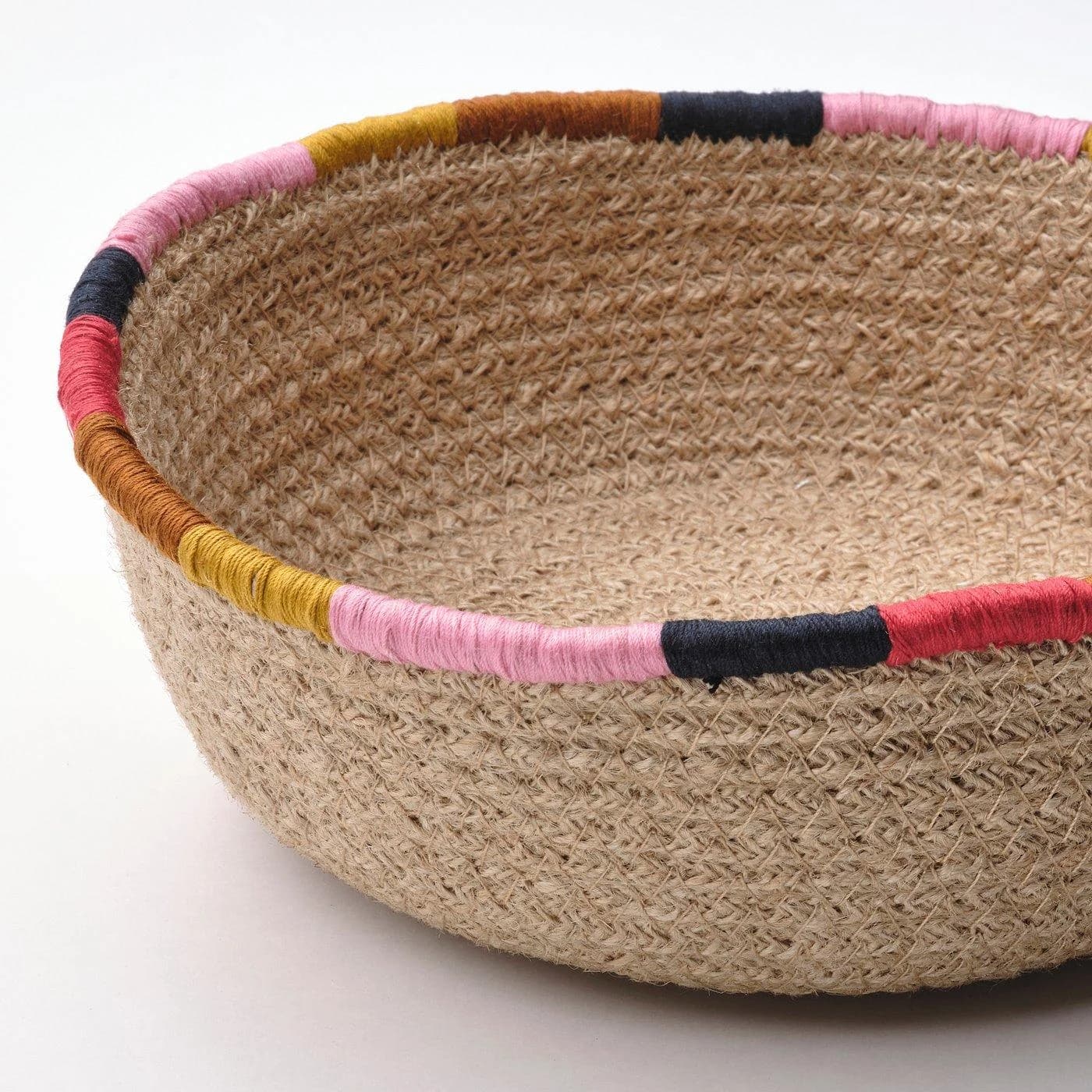 IKEA MÄVINN Korb Jute Bunt Handgestickt
