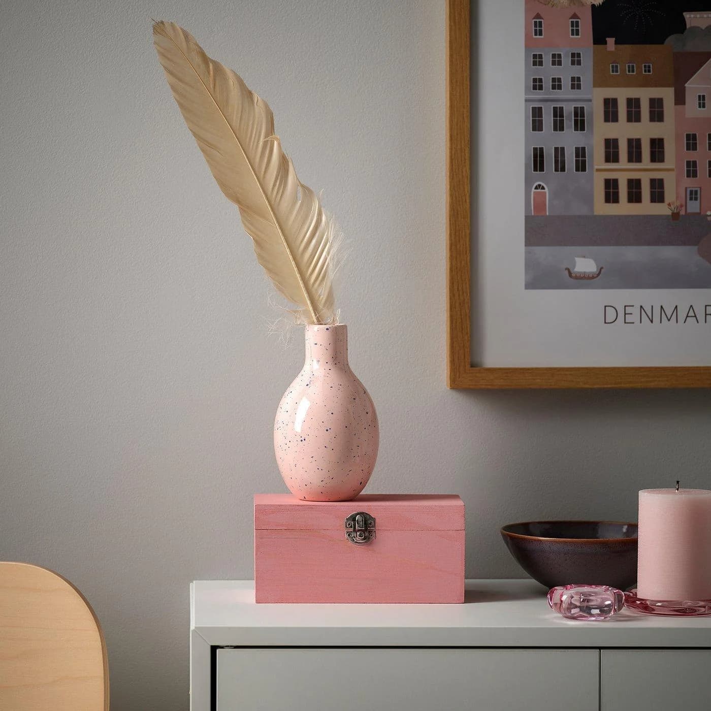 IKEA BLODBJÖRK Vase Blassrosa Blau Handgefertigt