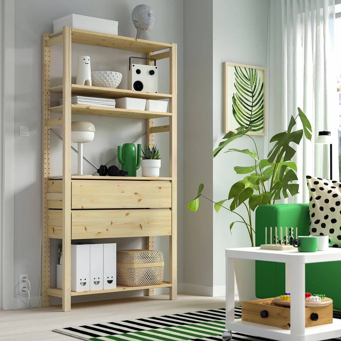 IKEA IVAR 1 Element Aufbewahrungssystem Kiefer 5 Böden 2 Schubladen