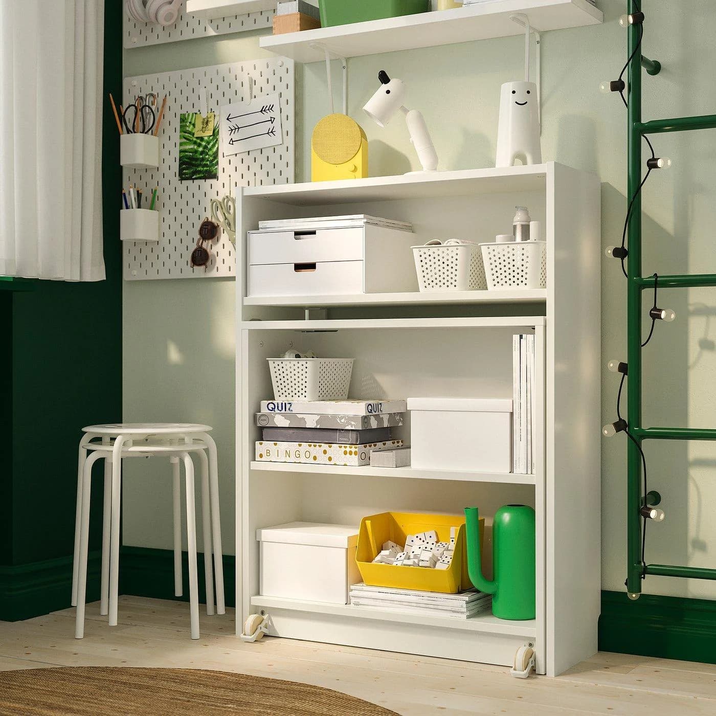IKEA BILLY / BERGSHULT Bücherregalkombination mit Klapptisch Weiß