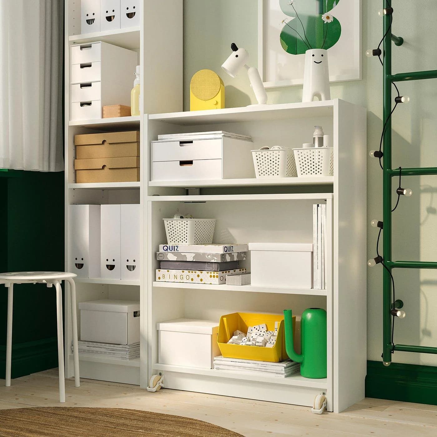 IKEA BILLY Bücherregalkombination mit Klapptisch Weiß