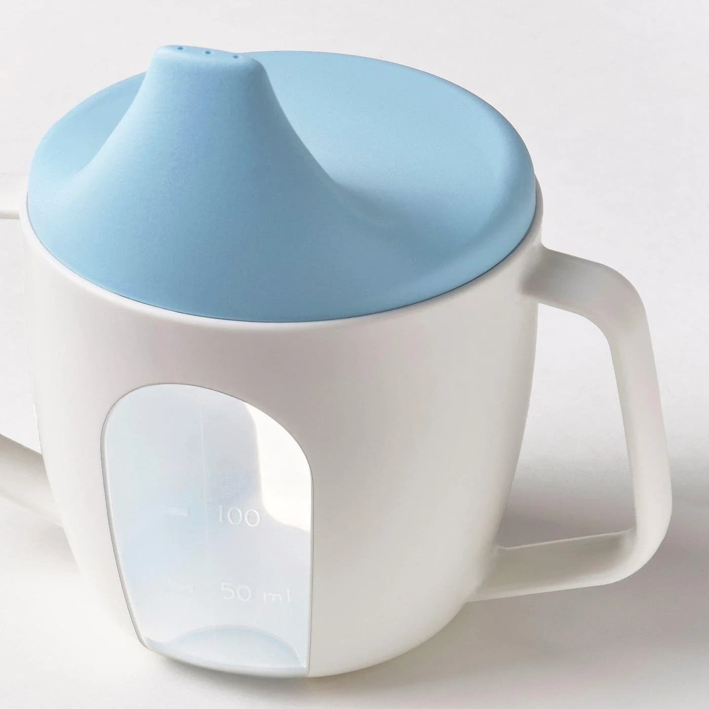 IKEA BÖRJA Kinderbecher mit Deckel Blau/Weiß
