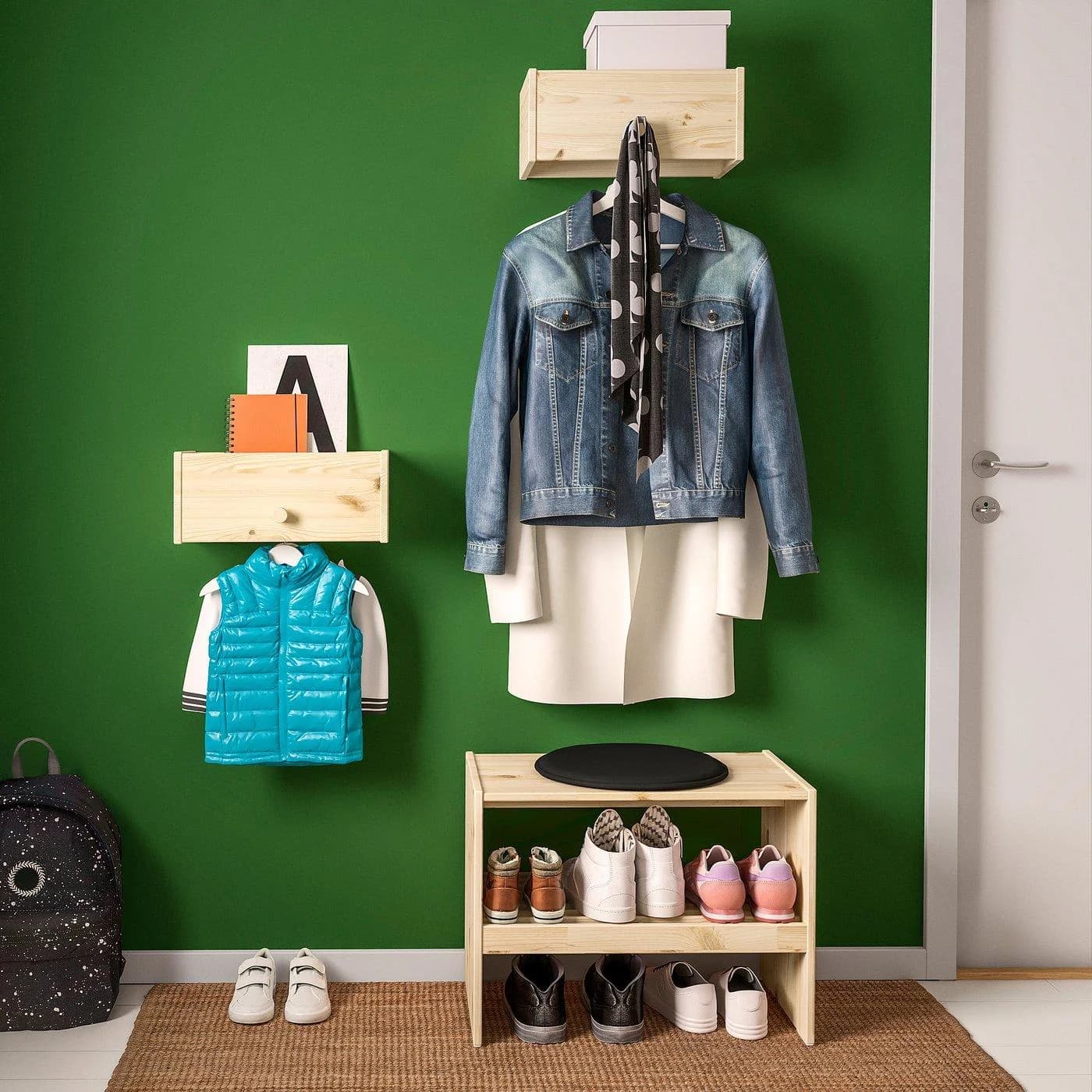 IKEA RAGGBERG Garderobe mit Ablage Kiefernholz