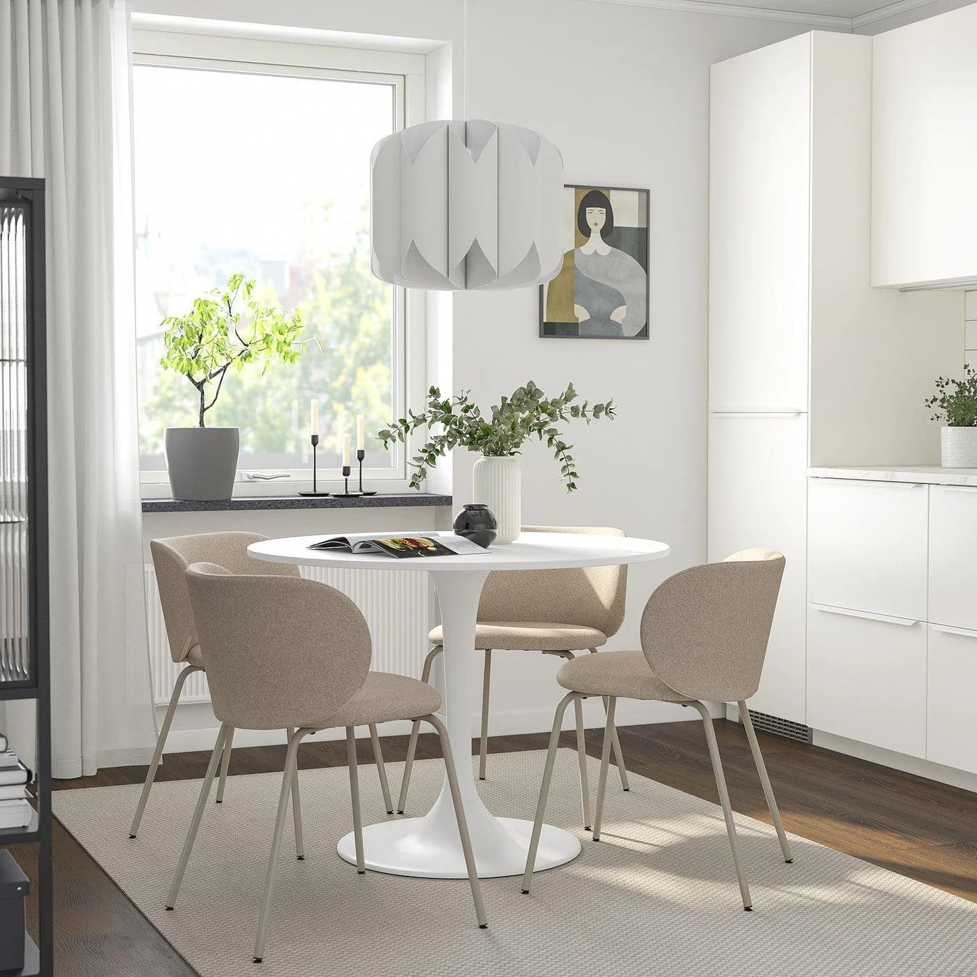 IKEA DOCKSTA / KRYLBO Esstisch und 4 Stühle Weiß/Beige