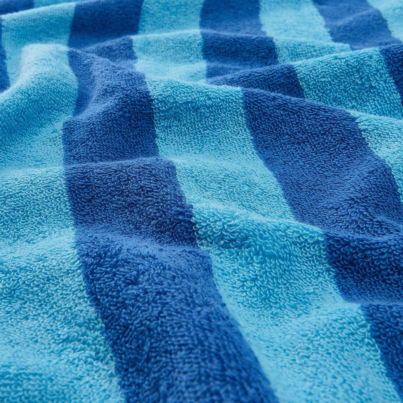 IKEA SLÅNHÖSTMAL Badetuch Blau Gestreift 100% Baumwolle