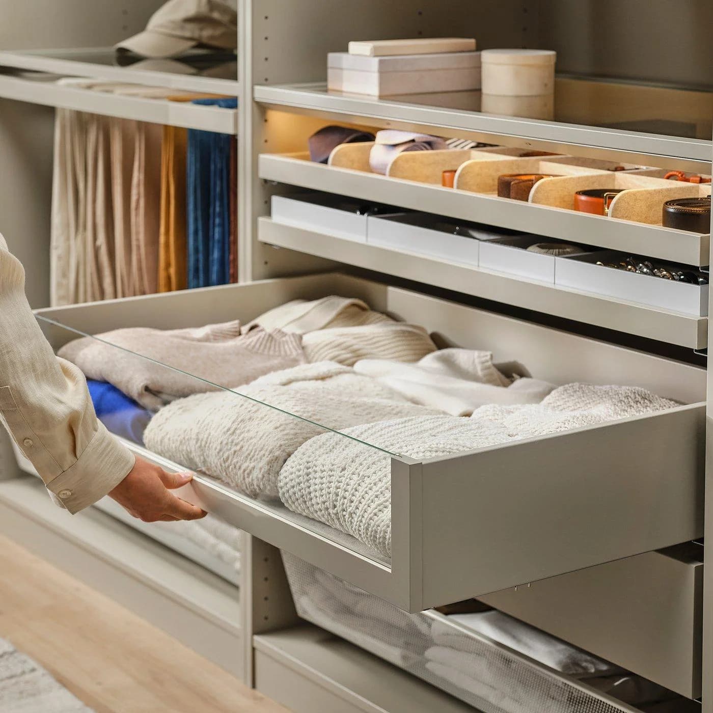 IKEA KOMPLEMENT Schublade mit Glasfront Grau Beige