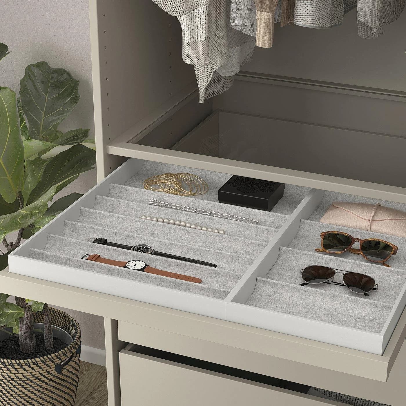 IKEA KOMPLEMENT Ausziehboden mit Einsatz Hellgrau
