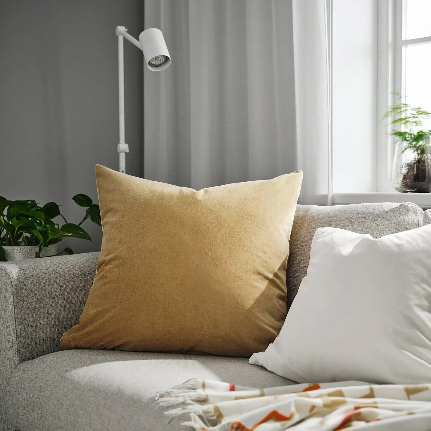 IKEA SANELA Kissenbezug Beige Gelb Baumwollsamt