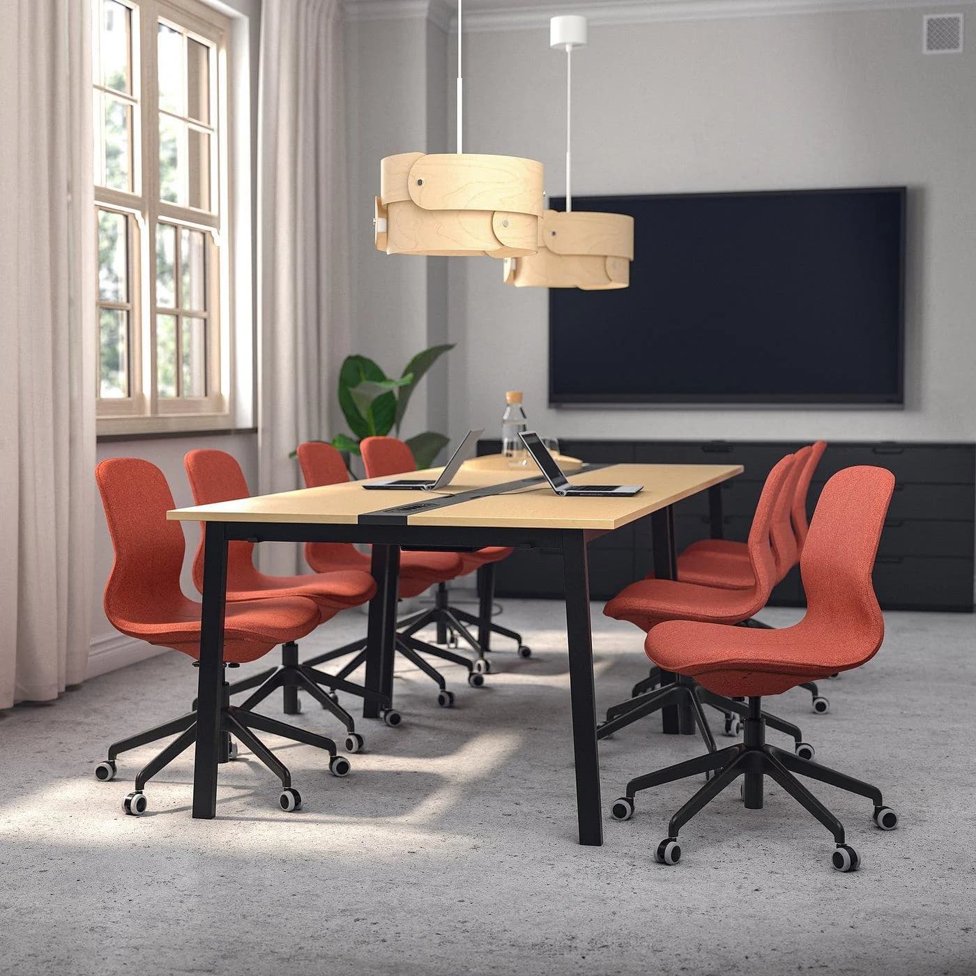 IKEA MITTZON Konferenztisch Schwarz Birkenfurnier